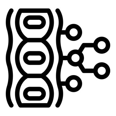 Yapay nöron ağının siyah ana hatlı simgesi derin öğrenme yapıyor