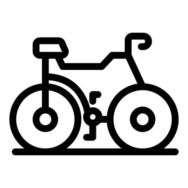 Bisikletin basit çizgi sanat simgesi, bisiklet, ulaşım ve açık hava aktivitelerini temsil etmek için mükemmel.