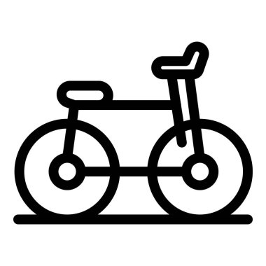 Bisikletin yüzeyde duran basit bir çizgi sanat simgesi, bisiklet ve ulaşım kavramını vurguluyor.