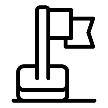 Siyah ve beyaz çizgili sanat simgesi Rüzgarda dalgalanan bayrağın duruşu