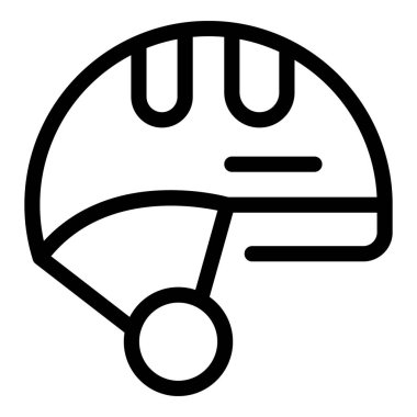 İnşaat kaskının basit çizgi simgesi, inşaat işçilerinin güvenlik ekipmanlarını temsil ediyor.