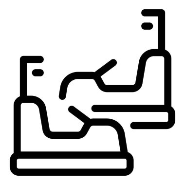 Çarpışan arabaların çizgi sanat simgesi lunaparkta çarpışır.