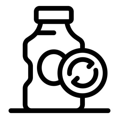 Çevresel sorumluluğu vurgulayan geri dönüşüm okları olan bir şişenin çizgi simgesi