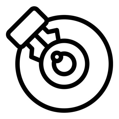 Bir pistonun çizgi resim simgesi bir krank miline bağlanıyor, bir araba parçasını temsil ediyor