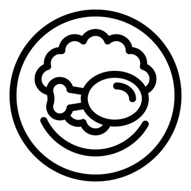 Tabakta kızarmış tavuk budu çizgisi resmi. Uygulamalar ve web siteleri için mükemmel.