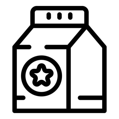 Bir yıldızlı süt kutusunun çizgi simgesi, kaliteli süt ürünlerini temsil ediyor.