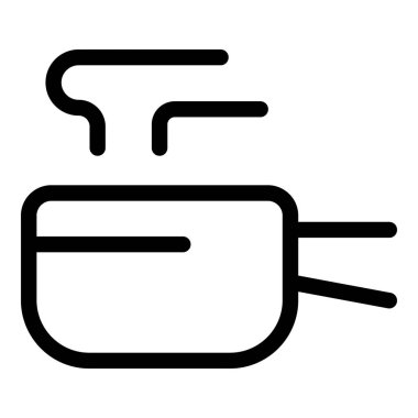 Basit bir siyah çizgi sanat simgesi. Elektrikli çoklu pişirme makinesini temsil ediyor. Sıcak yemek.