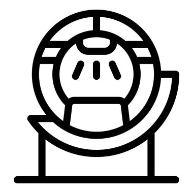 Manyetik rezonans görüntüleme makinesinin siyah ana hatlı simgesi. İçinde taranan bir hasta var.