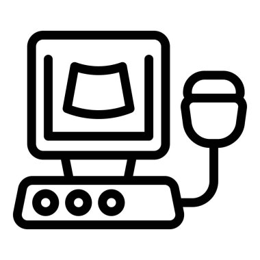 Hamilelik muayenesi sırasında doktor muayenehanesinde cenin gösteren ultrason makinesi.