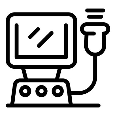 Ultrason cihazının çizgi simgesi ultrason taraması yapılıyor.