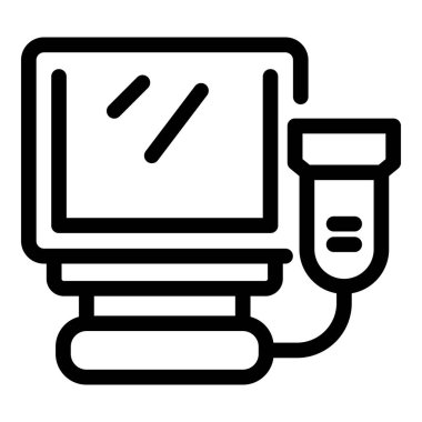 Hamilelik kontrolleri ve fetal gelişimi izlemek için kullanılan bir ultrason cihazının satır simgesi