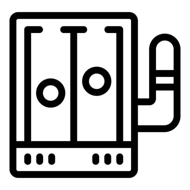 Modern elektrikli fırının basit siyah beyaz ikonu yemek hazırlıyor.