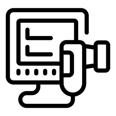 Bir masaüstü bilgisayarında yapılan bir görüntülü konferans konuşmasının satır resim simgesi