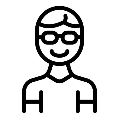 Gözlüklü genç adam siyah beyaz çizgilerle gülümsüyor.