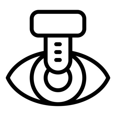 Biyometrik göz taramasının çizgi simgesi, modern güvenlik ve tanımlama teknolojisi kavramını tasvir ediyor