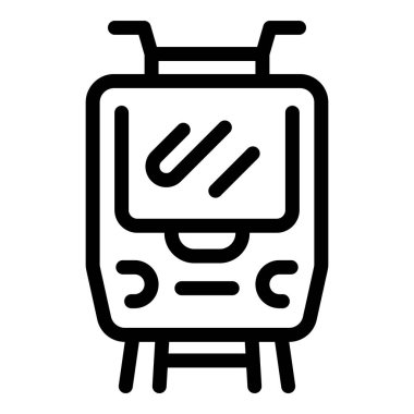 İstasyona gelen bir trenin basit siyah beyaz çizgili sanat simgesi