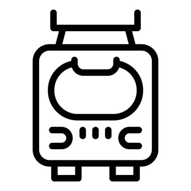 Uygulamalar veya web siteleri için istasyona gelen bir trenin basit çizgi resim simgesi