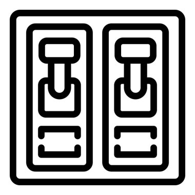 Endüstriyel ve teknolojik kavramlar için ideal iki anahtara sahip basit bir kontrol panelinin siyah ve beyaz simgesi