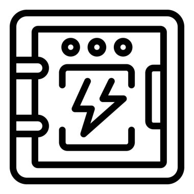 Elektrik paneli yıldırım sembolü ile yüksek voltaj riski gösteriyor, iş güvenliği ve potansiyel tehlikeleri vurguluyor