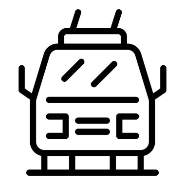 Kayak merkezi ya da dağ ulaşımı için bir teleferiğin siyah çizgi simgesi