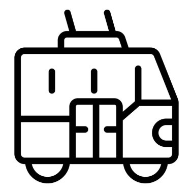 Bu basit troleybüs simgesi, şehir ulaşımının çevre dostu bir biçimini göstermektedir