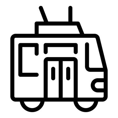 Bir tramvayın satır resim simgesi, şehir toplu taşımacılığını temsil ediyor