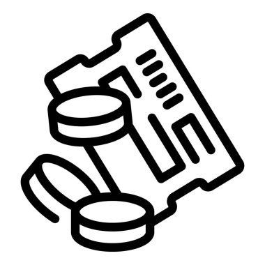 Seyahat ve turizm maliyetinin yüksek olduğu üç madeni paradan oluşan pahalı seyahat bileti çizgisi simgesi