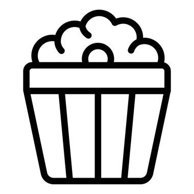 Klasik çizgili kovanın tereyağlı patlamış mısırla dolu siyah beyaz simgesi.