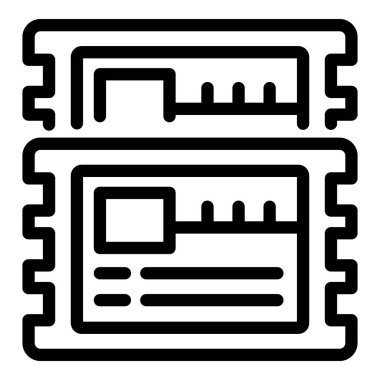 Koç bellek modüllerini temsil eden siyah ana hat simgesi, bilgisayar performansı için temel bileşenler