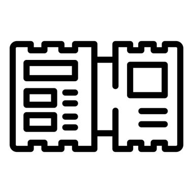 Bu basit simge, eğlence, etkinlik veya seyahat erişimini, izni veya girişini sembolize eden iki bileti temsil eder.