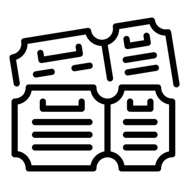 Bir etkinliğe giriş izni veren üç giriş biletinden oluşan basit bir siyah beyaz simgesi