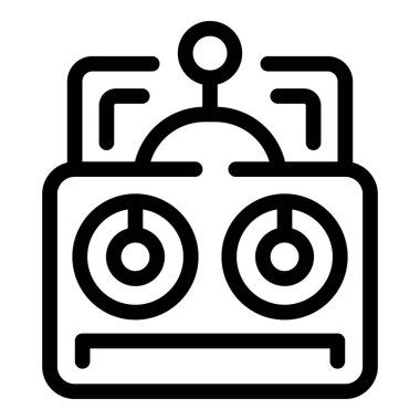 Robot düğmeleri ve kolları olan bir kontrol paneli kullanıyor, fütürist teknoloji konsepti.