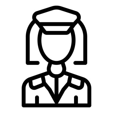 Üniformalı ve şapkalı bir kadın polis memurunun çizgisi.