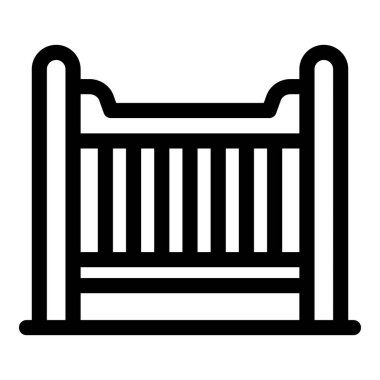 Bir bebek beşiğinin siyah taslak simgesi, çocuk bakımı, bebekler ve uyku ile ilgili projeler için ideal