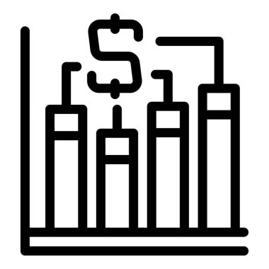 Olumlu finansal sonuçları temsil eden bir bar tablosunun çizgi resim simgesi