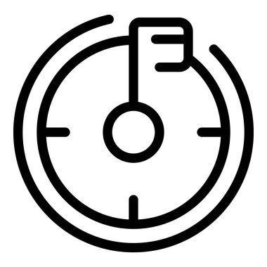 Zaman yönetimiyle ilgili projeler için mükemmel bir son teslim tarihine doğru hareket eden bir saat yüzünün basit çizgi simgesi