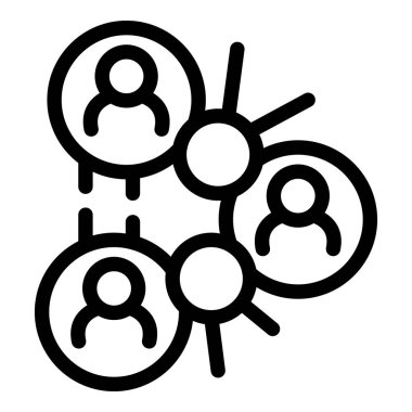 Bir düğüm ağı üzerinden bağlantı kuran, sosyal medyayı, ağ oluşturmayı ve takım çalışmasını temsil eden basit bir simge