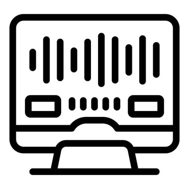 Ses düzenleme yazılımı arayüzü bir bilgisayar ekranında görüntülenir, ses dalgalarını ve çalma denetimlerini gösterir