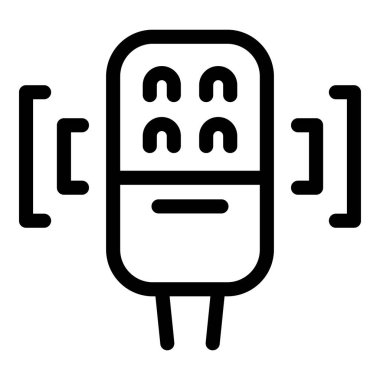 Parantezlere dayalı bir programlama dili kullanarak iletişim kuran bir robotun siyah ana hatlı simgesi