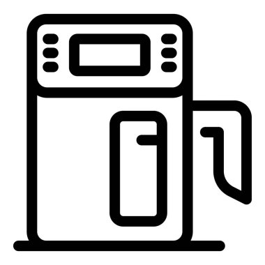 Benzin istasyonu pompasını dijital ekran ile tasvir eden taslak biçim simgesi, yakıt seçeneklerini ve galon başına fiyatı vurguluyor