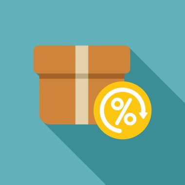 Karton kutu ve yüzdelik sembollü nakit geri kavramı online alışveriş parasının iadesini öneriyor
