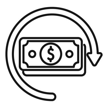 Satır sanatı simgesi para cirosu kavramını temsil ediyor, fonların sürekli hareketini gösteriyor