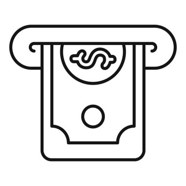 Banknot dağıtan, mali işlemleri temsil eden bir ATM 'nin satır simgesi