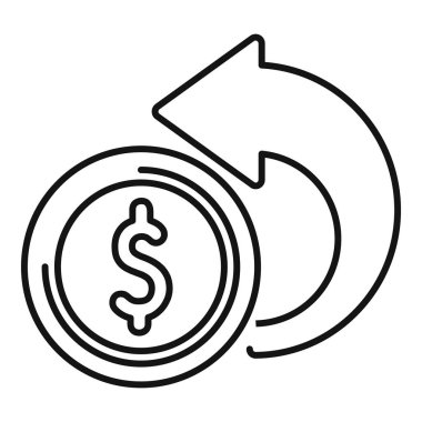 Bir doları çevreleyen bir okun satır sanatı simgesi, para cirosu kavramını temsil ediyor