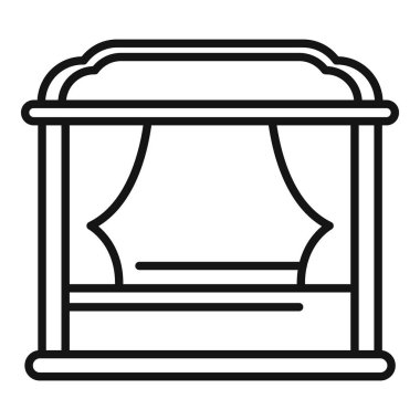 Kanopi yatağını temsil eden basit bir çizgi simgesi, mobilya, iç tasarım ve ev dekoruyla ilgili projeler için mükemmel