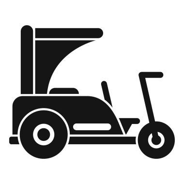 Kenarına park etmiş bir golf arabasının siyah sade bir simgesi.