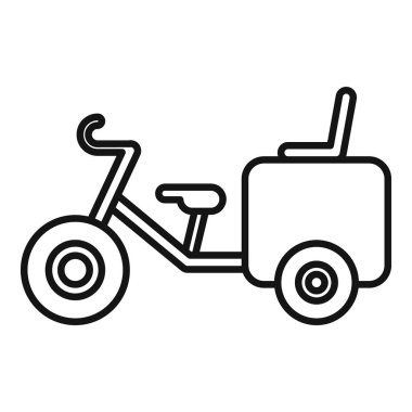 Sidecar 'lı üç tekerlekli bisiklet çizimi, dağıtım hizmetlerini ve çocukluk anılarını çağrıştırıyor.