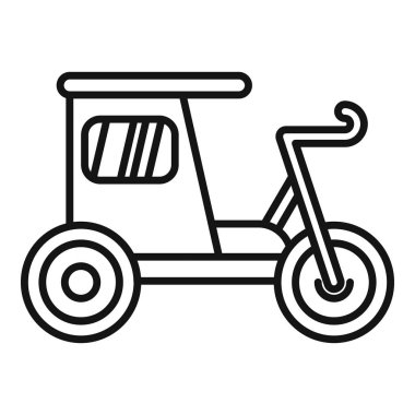 Çevre dostu bir ulaşım aracı olan bisiklet rickshaw, hareketli şehir sokaklarında geziniyor.