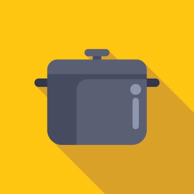 Büyük bir tencerenin minimalist çizimi uzun bir gölge bırakıyor, yemek hazırlama ve aşçılık sanatları temaları çağrıştırıyor.