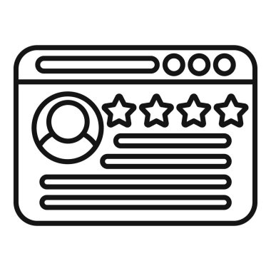 Bir web sitesinde beş yıldızlı olumlu müşteri geribildirimini temsil eden basit çizgi simgesi